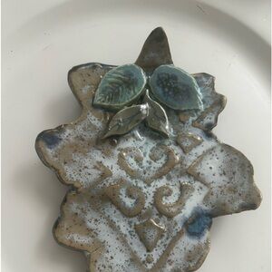 Handmade pottery spoon rest Appalachian USA. Candle holder, jewelry holder.